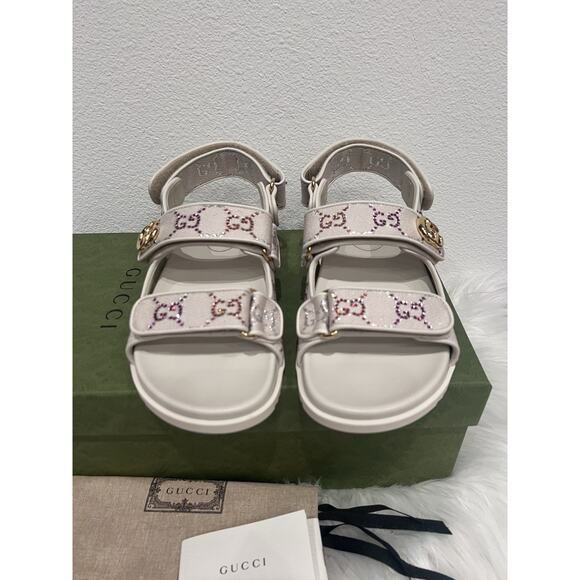 Gucci Moritz Supreme Double GG Crystal Monogram Marmont Dad Sandal Slide - Picture 4 of 12